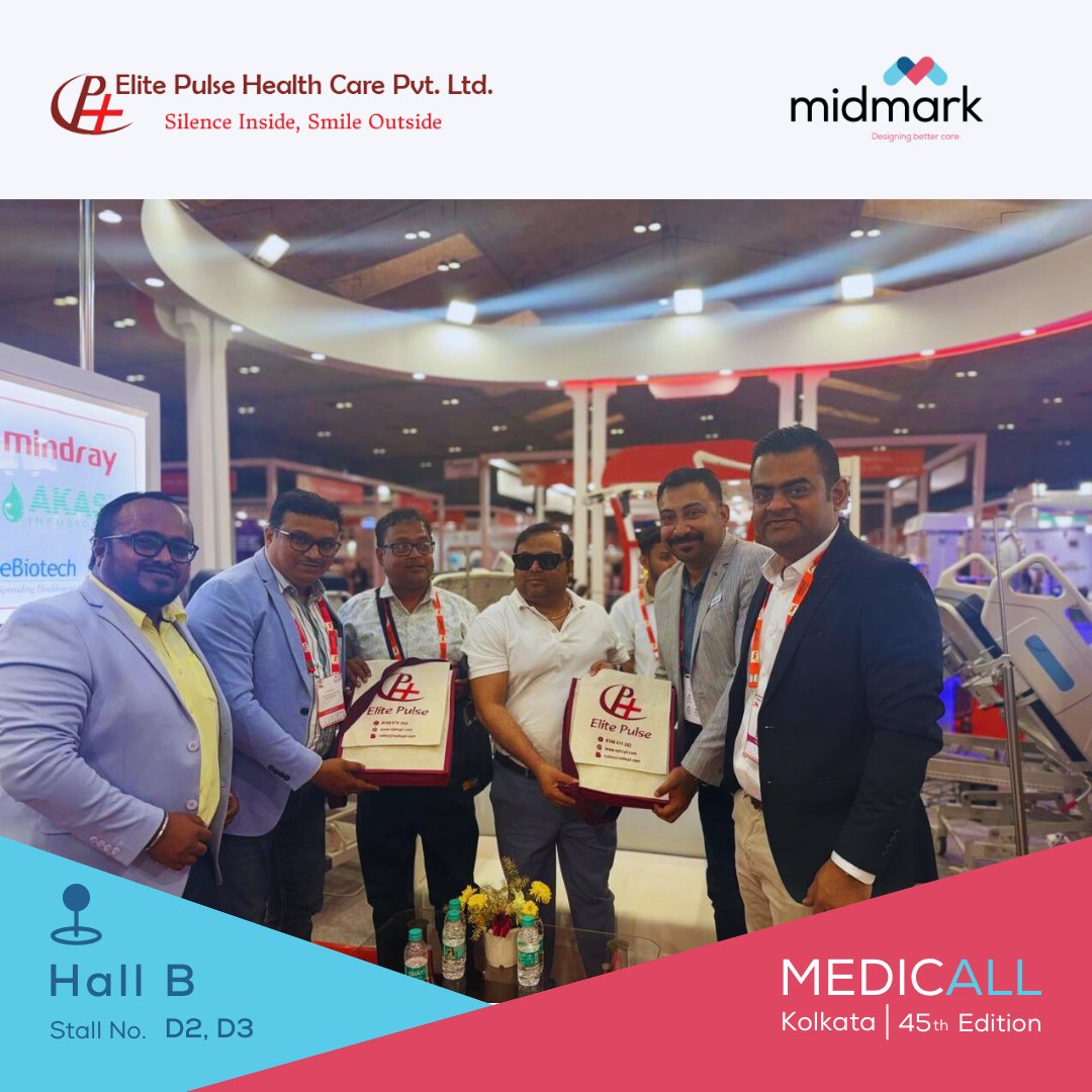 MidmarkIndia's tweet photo. What a finish at #MedicallKolkata! 🚀
 
Day 3 wrapped up with great conversations, live demos &amp; strong engagement. Thanks to everyone who visited the Midmark &amp; Elite Pulse stall!

#MidmarkIndia #MedTech #HealthcareInnovation https://t.co/9nCyZxfaF6
