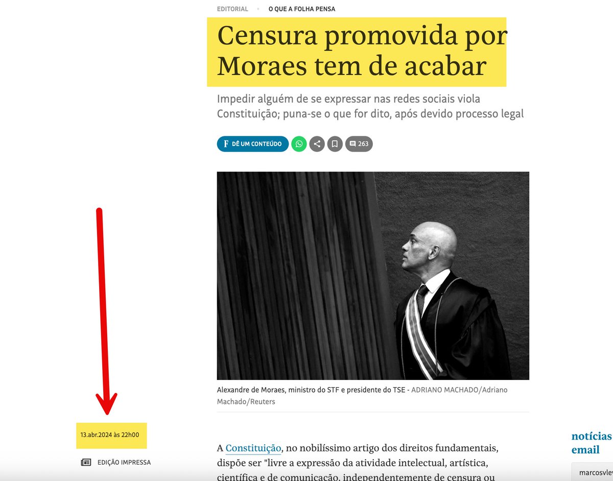 ggreenwald's tweet photo. @maxcardoso A Folha tem sido o único grande jornal que denuncia os abusos de Moraes há muitos anos. Publicaram diversos editoriais exigindo o fim de seu "regime de censura," e tb publicaram nossas reportagens sobre os abusos graves do Moraes que vem do vazamento.👇 https://t.co/zMRm9tl3DD