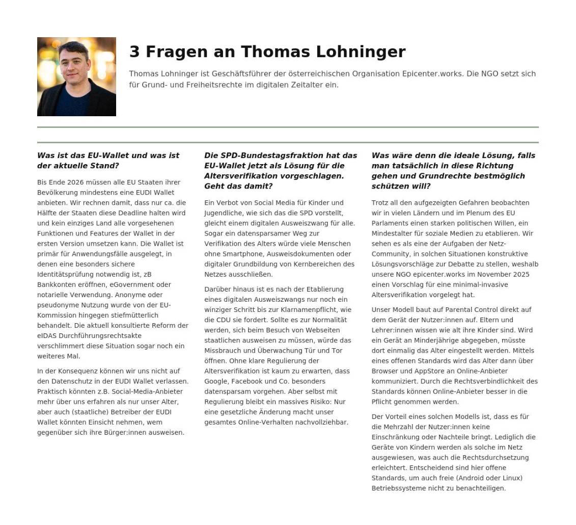epicenter_works's tweet photo. 🔐 EU-Wallet, Altersverifikation &amp; Grundrechte – unser Geschäftsführer @socialhack spricht im neuesten Newsletter von @digitalrechte drei unbequeme Wahrheiten aus.  

Unser Gegenvorschlag zur Grundrechtsverletzung: https://t.co/lAJPaXks9e https://t.co/D3WmlZILkV