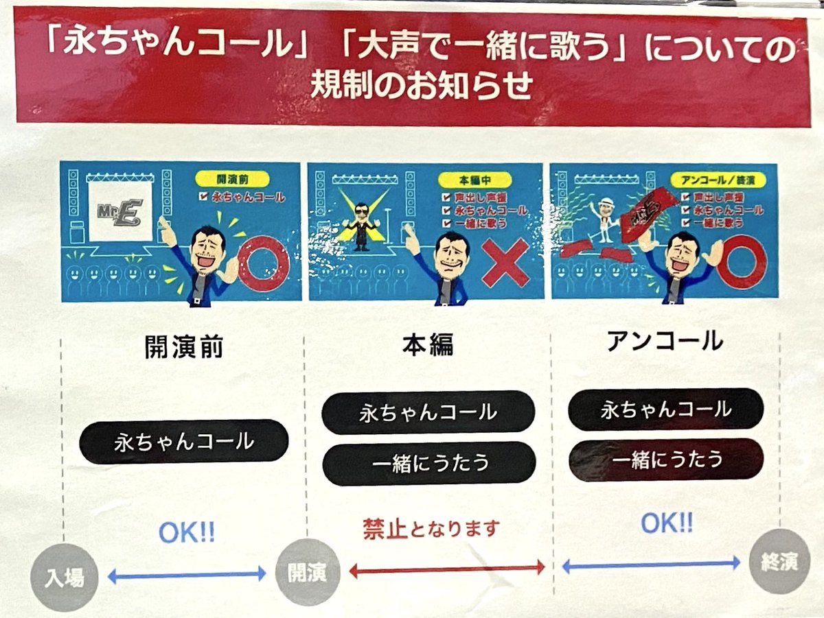 k81878264's tweet photo. もうやっぱこれぐらいバシッとルール化してくれた方が私は嬉しいなあと思う
実際とても快適だった👏🏻✨

各アーティスト、歌��ていい場面/ダメな場面を明確にした方が全体の満足度上がるのでは🤔
「周りの迷惑にならない範囲で」みたいなボンヤリさでは難しいと思う
いろんな人いるし https://t.co/wCSrlJbyQG