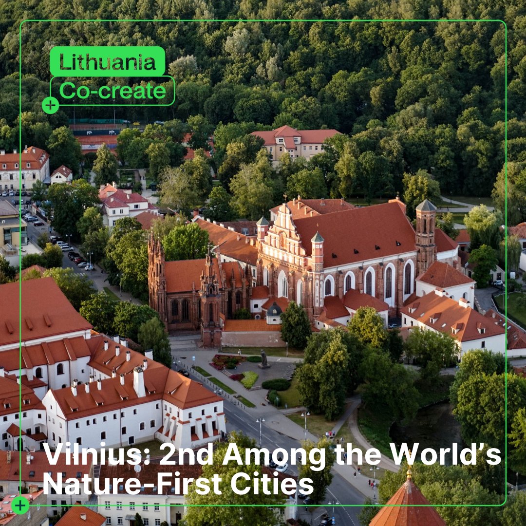 Vilnius ranks 2nd globally in the Green City Index, which measures greenery, access to public parks, and air quality. Oslo leads, followed by Helsinki, Vienna, and Canberra. With 61% green coverage and 1,500+ km of trails, Vilnius successfully integrates nature into urban life.