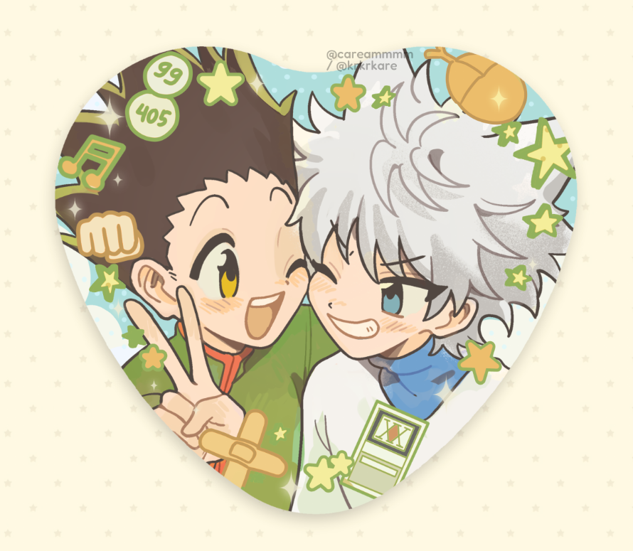 gon &amp; killua heart badge... 🎣🛹 ( ；∀；) #cq9 #cf22 #hxh