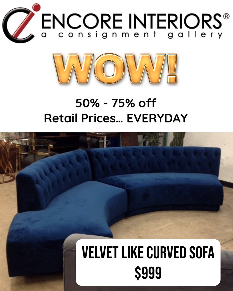 ConsignmentFLA's tweet image. Make a statement the second someone walks in.

One look and you’ll know… this is the one.

#EncoreInteriors #ConsignmentFinds #StatementSofa #CurvedSofa #VelvetSofa #HomeStyle #InteriorInspo #LuxuryForLess #FurnitureDeals #HomeUpgrade
