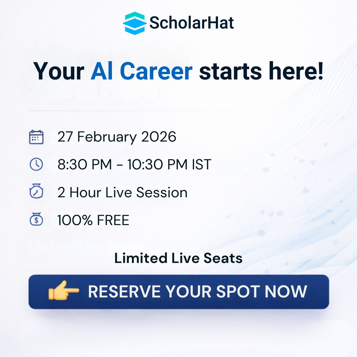ScholarHatX's tweet photo. 🔹 AI Career Roadmap included  
Register: https://t.co/5LtxDAyEoe

#MLNet #AzureCloud #SoftwareArchitect https://t.co/qZX2PikSC3