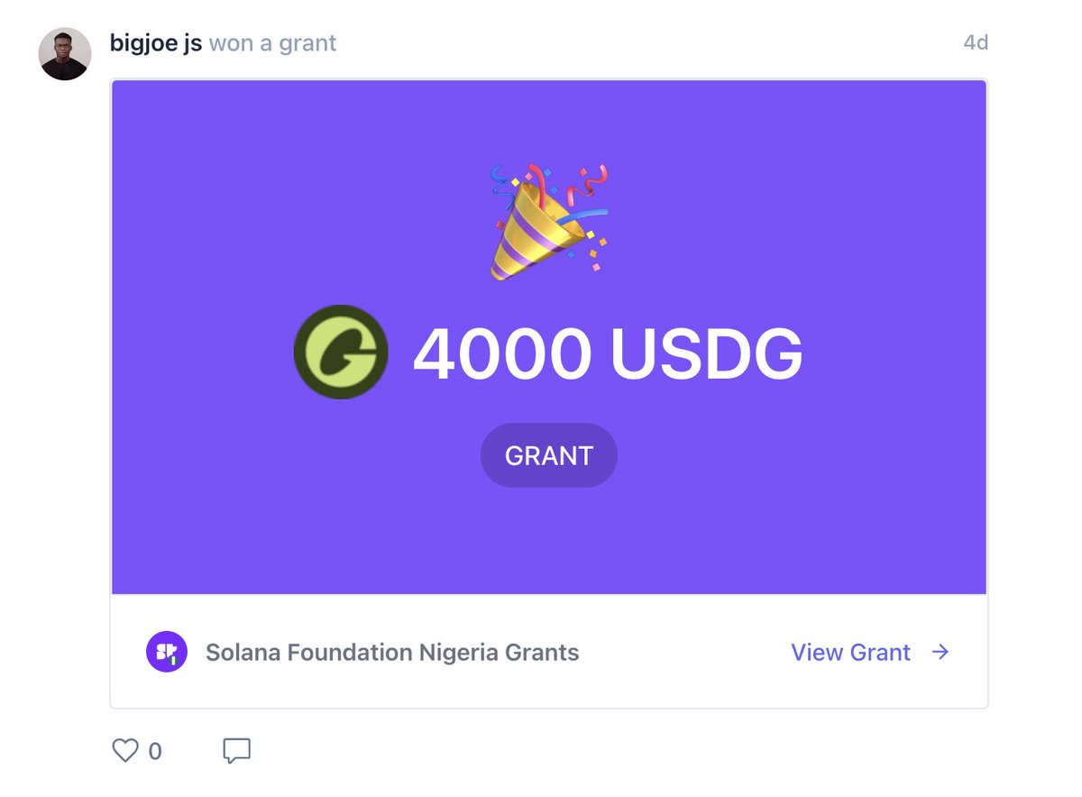 bigjoejs's tweet photo. I’m incredibly grateful to share that I’ve received a $4,000 grant from the Solana Foundation Nigeria Grants program.

Thank you, @SuperteamNG and @solana, for believing.

We’re just getting started. https://t.co/E3I6345ee9