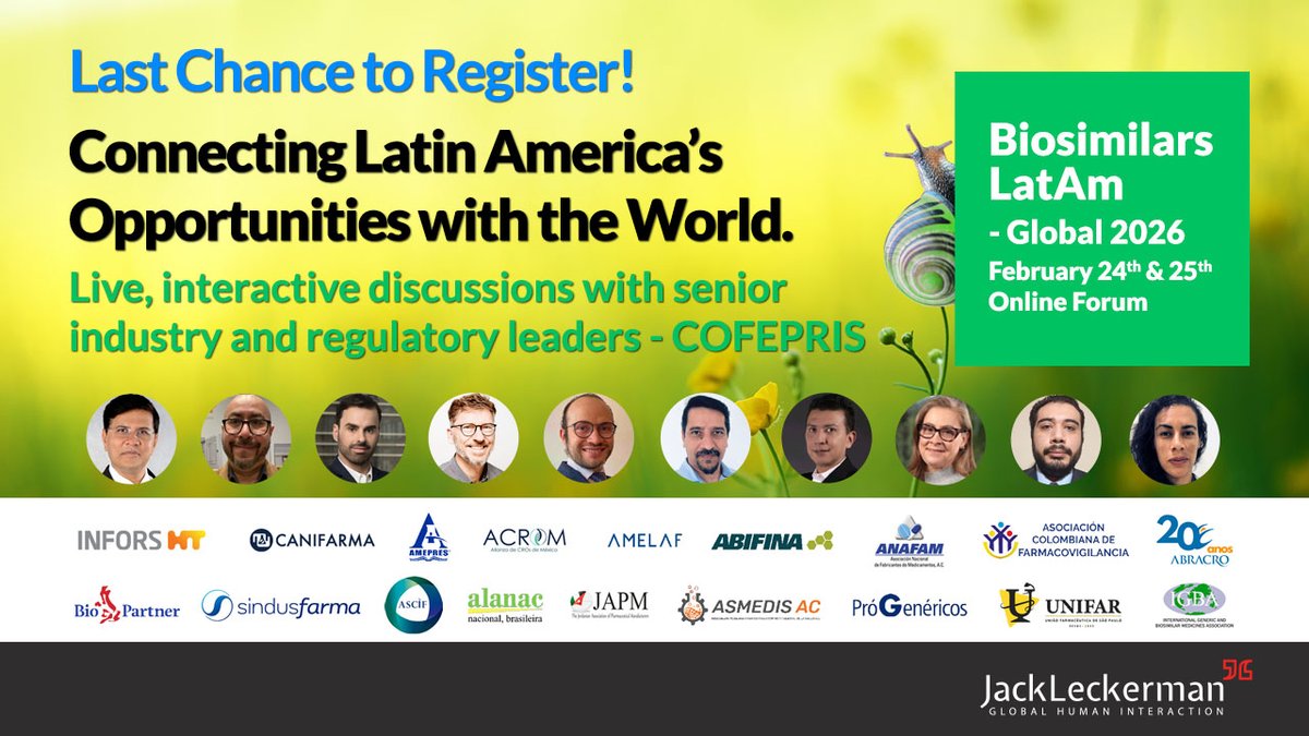 Last Chance to Register! jackleckerman.com/events/registe…
#BiosimilarsLatAm – #Global2026, Connecting Latin America’s Opportunities with the World
February 24–25 | Online | Global Audience