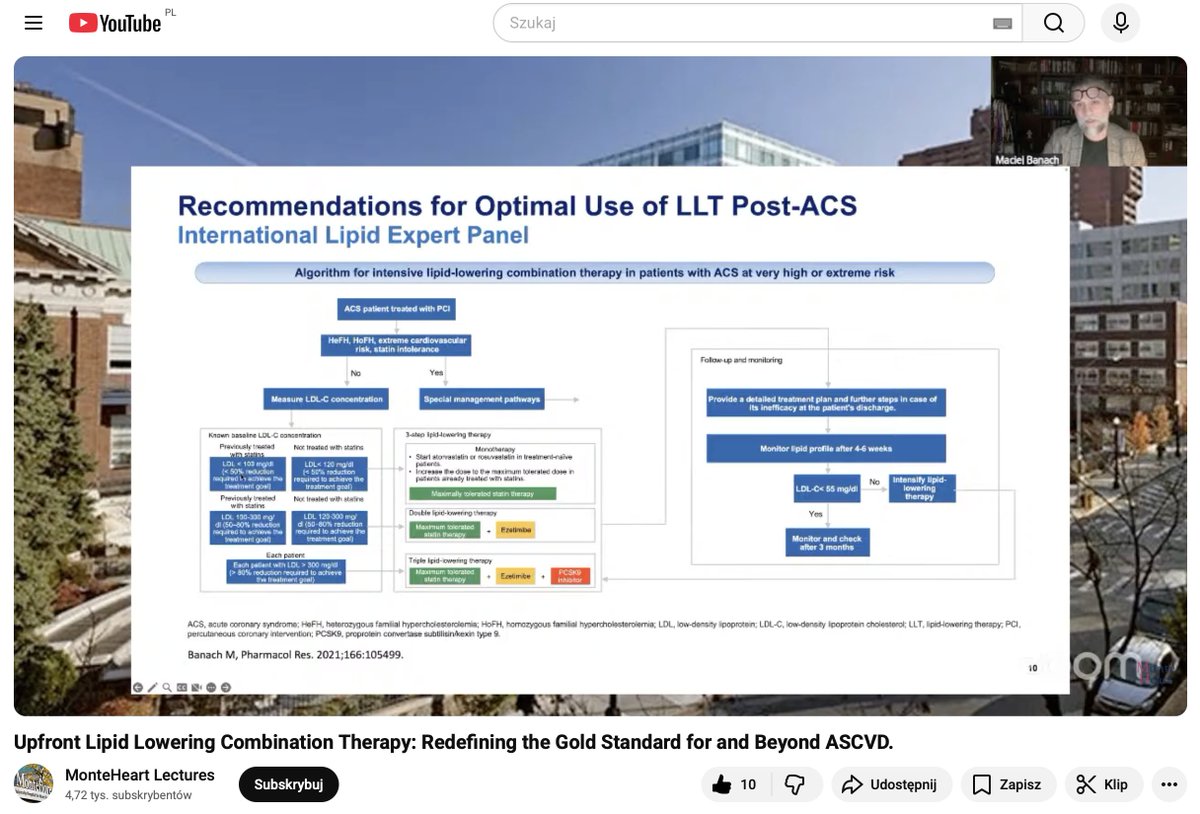maciejbanach's tweet image. For those who were not able to see the lecture on the "Upfront #Lipid Lowering #Combination #Therapy: Redefining the Gold #Standard for and Beyond #ASCVD" within the #MonteHeart Imaging and Clinical Lectures of the @MonteHeart - you can find it easily at the YT: