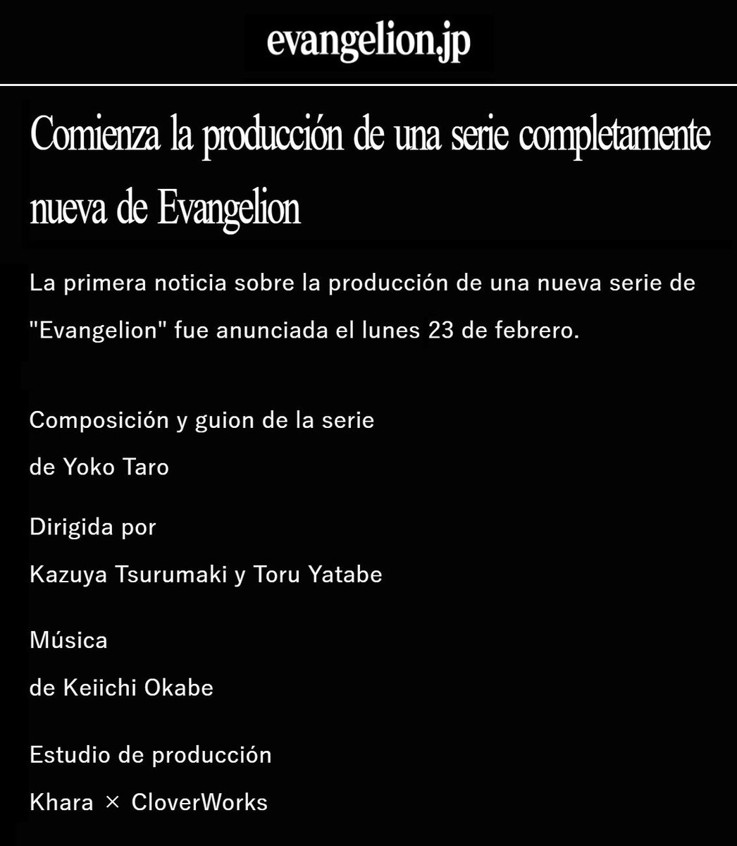 porquetendencia's tweet photo. "Yoko Taro":
Por el anuncio de una nueva serie de Evangelion https://t.co/le0cNf7M5Z