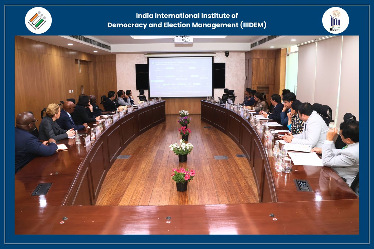 IIIDEM_Official's tweet photo. #IIIDEM organized a briefing programme for Visiting Permanent Representatives to the United Nations (New York), providing a comprehensive overview of India’s electoral framework and institutional practices.

The interaction highlighted the scale, transparency, and inclusiveness of India’s electoral processes, reaffirming the country’s democratic credentials within the institutional mandate of the #ECI.

#MEA #DemocraticInstitutions #UnitedNations