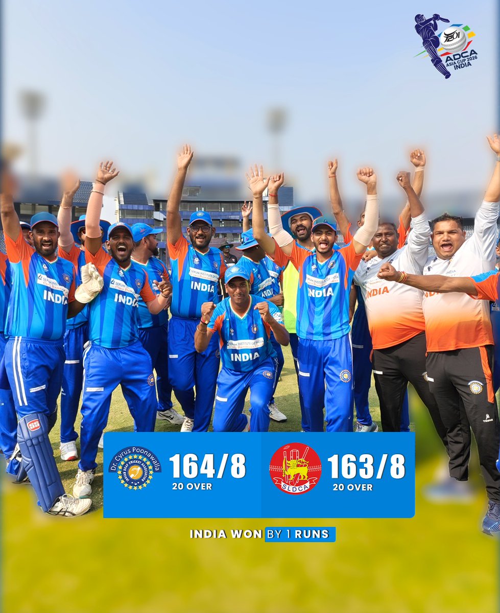 official_idca's tweet photo. ๐ฅ DCA T20I Asia Cup 2026 โ Day 5 ๐ฅ๐
๐ฎ๐ณ India ๐ Sri Lanka ๐ฑ๐ฐ
๐ฅ India win by just 1 RUN! ๐ฅ
A last-ball thriller. Pure nerves. Pure drama. ๐ฅ
#OneRunWin #LastBallThriller #IndiaVsSriLanka #CricketReels #MatchOfTheDay #T20Drama #ViralCricket #GameOn #CricketFever https://t.co/ypFNdF1qvz