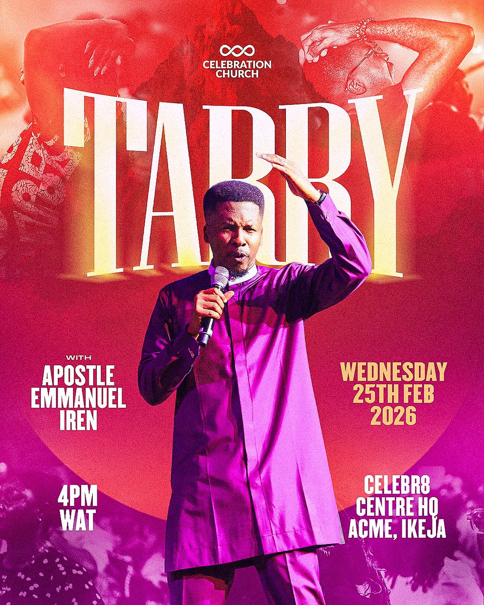 cci_ikeja's tweet photo. TARRY is here again!!!🔥

This Wednesday, we gather for a Prayer Stretch with Apostle @pst_iren!!🔥🔥

📍 Celebr8 Centre HQ, Vori Close, Acme Road, Ogba, Ikeja, Lagos
🗓️ Wednesday, 25th February, 2026
⏰ 4PM https://t.co/YmlaCy0web