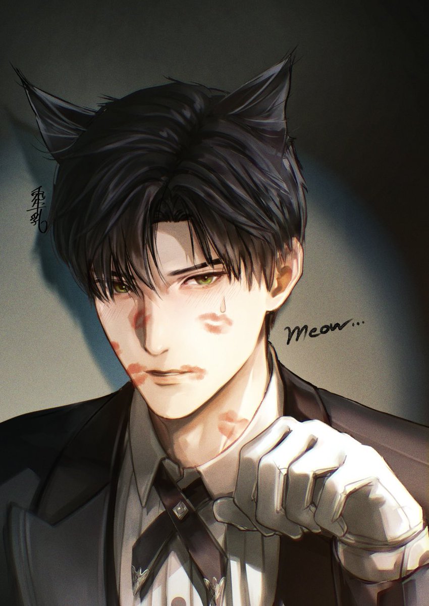 恋と深空二次創作 レイ先生🐈‍⬛レイにゃん 猫の日(大遅刻) 「猫吸いは