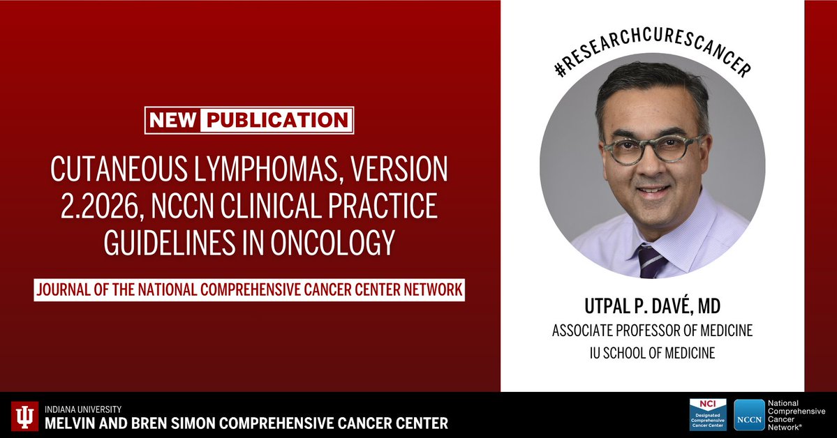 IUCancerCenter's tweet image. The cancer center’s Utpal P. Davé, MD, contributed to the National Comprehensive Cancer Network Clinical Practice Guidelines in Oncology. Learn more: ow.ly/zEEc50YgKTh. #ResearchCuresCancer #NCIcomprehensive