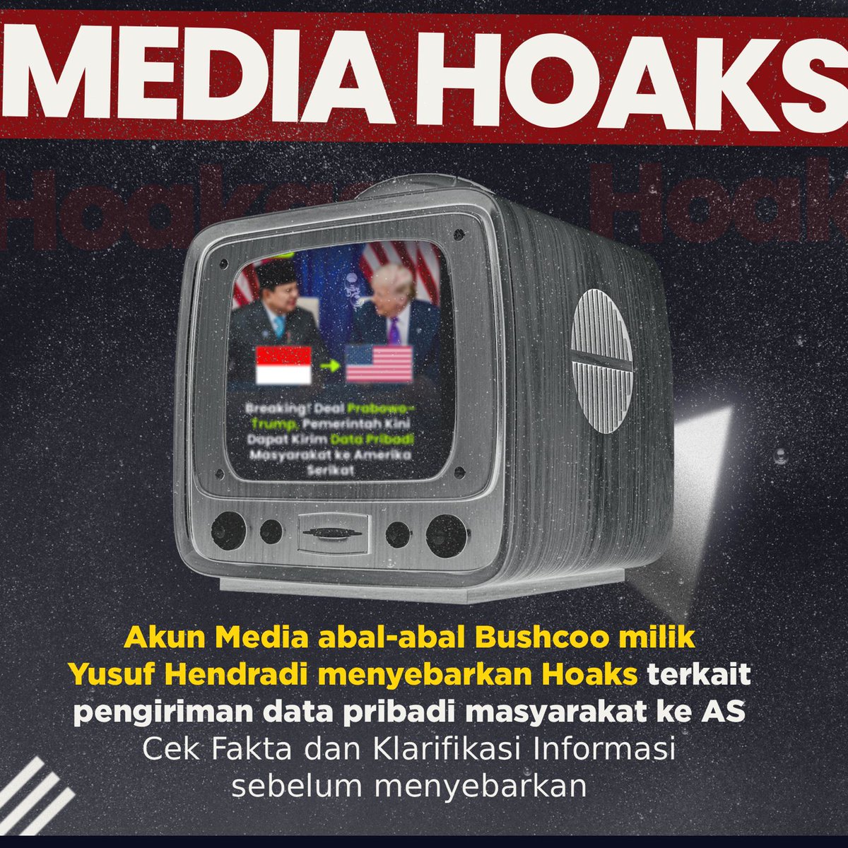 Mari bersama-sama menjaga kedamaian dan kepercayaan. Hindari menyebarkan hoaks yang hanya akan memecah belah! Ciptakan informasi yang positif untuk kita semua.
