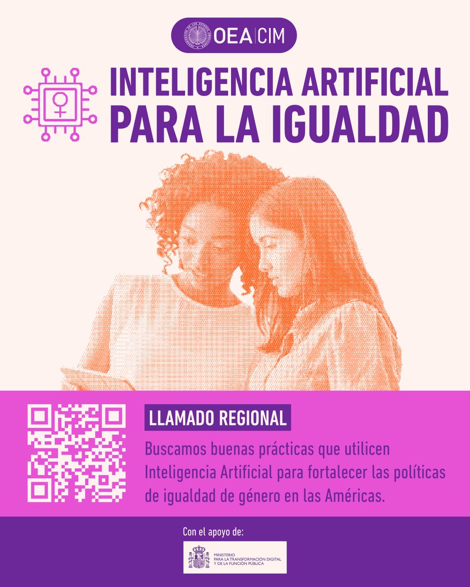 CIMOEA's tweet photo. Buscamos recopilar buenas prácticas sobre el uso de la inteligencia   artificial en políticas de igualdad. 
Conoce más 👇 https://t.co/GH5ZZyEEgA