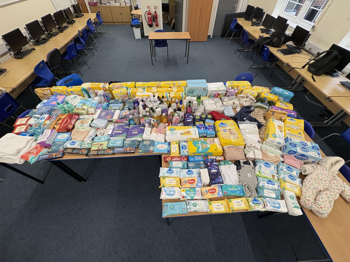 WRSixthForm's tweet photo. We're excited to share news of a collection led by our Year 11 Child Development students, for Early Essentials, a charity supporting new mums and babies in need. 🎉👶 

Thanks to our staff and students for their overwhelming generosity. Your kindness will make a real difference! https://t.co/hPQs8kh6HK