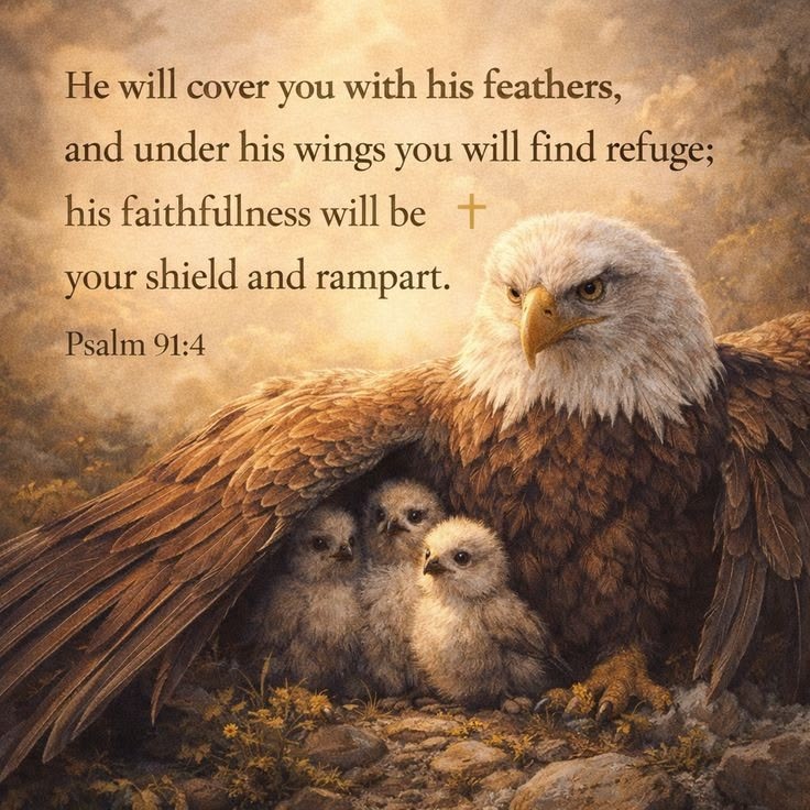 Psalm 91:4

He will cover you with His feathers .