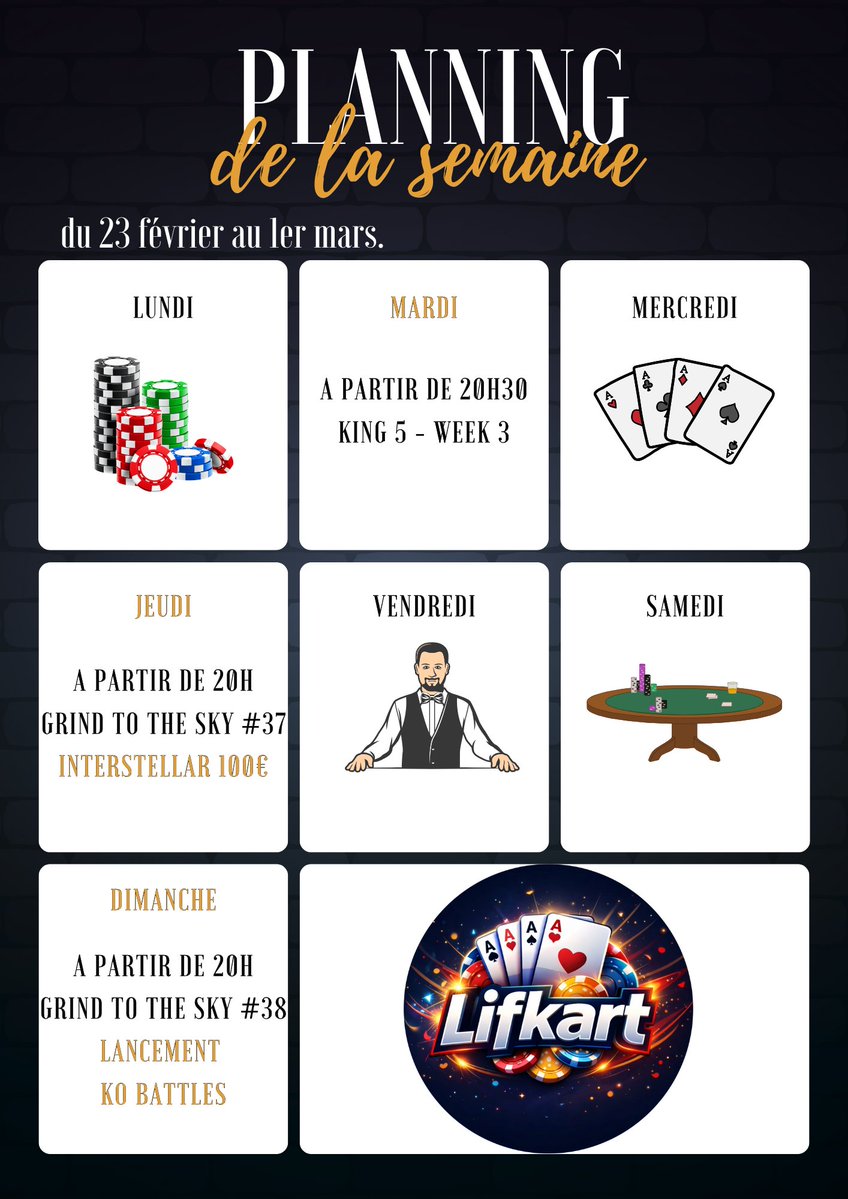 Après une semaine tranquille suite au stream 24h, on ré attaque avec de belles choses semaine : l'avant dernière semaine de qualif sur le King5, un tournoi à 100€ jeudi et le lancement des KO Battles dimanche !