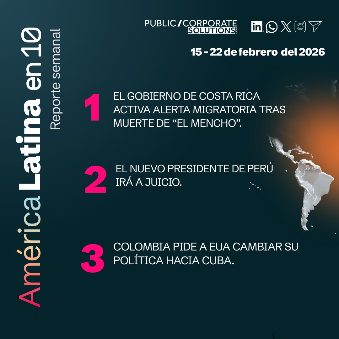 🌎 #PCSLatam | El gobierno de Costa Rica activa alerta migratoria tras muerte de “El Mencho”. 🇨🇷

Consulta lo más importante de la semana en la región 👉🏻 pcsolutions.lat/publicaciones/…