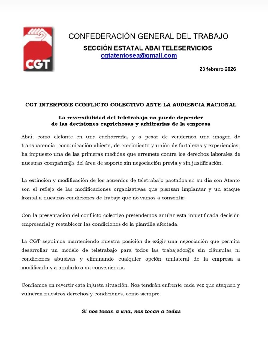 ABAI ya nos muestra sus políticas de imposición, modificando las condiciones de la plantilla.