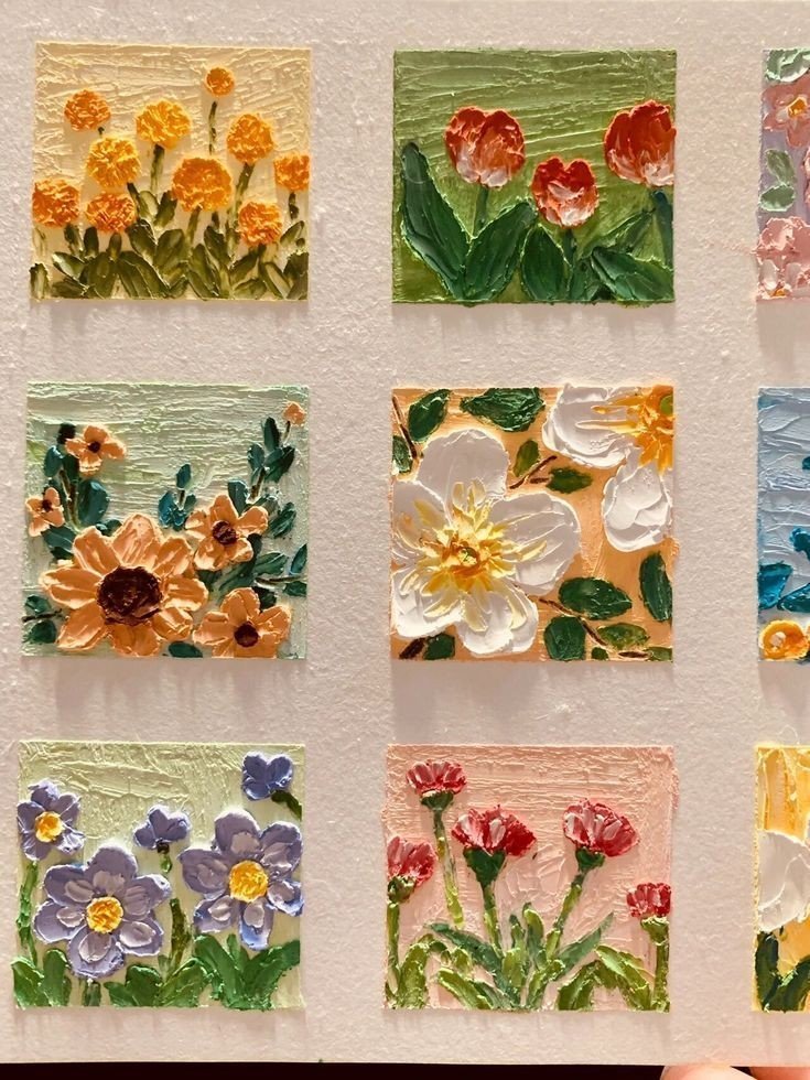 mini paintings of flowers