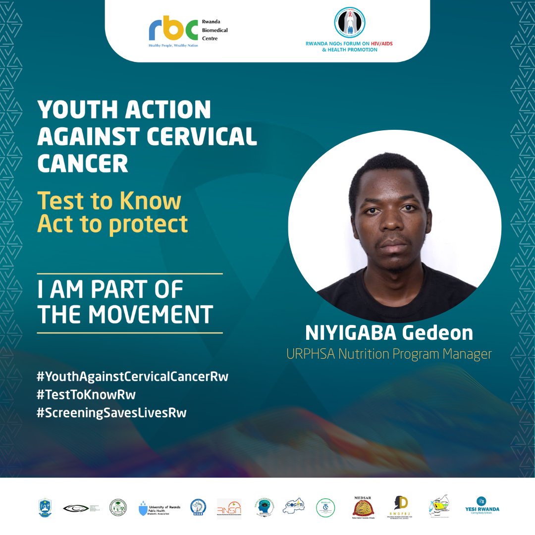 GedeonNiyigaba's tweet photo. Youth voices matter in the fight against cervical cancer.
Screen early. Support women. Save lives.
Test to Know. Act to Protect.
#YouthAgainstCervicalCancerRw #ScreeningSavesLivesRw https://t.co/4pEtENVKz5
