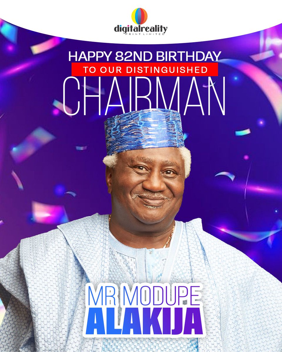 DigitalrealityL's tweet photo. Celebrating 82 Years of Distinction.

Digitalreality Print Limited is proud to celebrate the 82nd birthday of our Chairman, Mr. Modupe Alakija.

His steady guidance and commitment to excellence have been the "ink" that writes our success story. 

We salute Your wisdom. https://t.co/utzEn9I27I