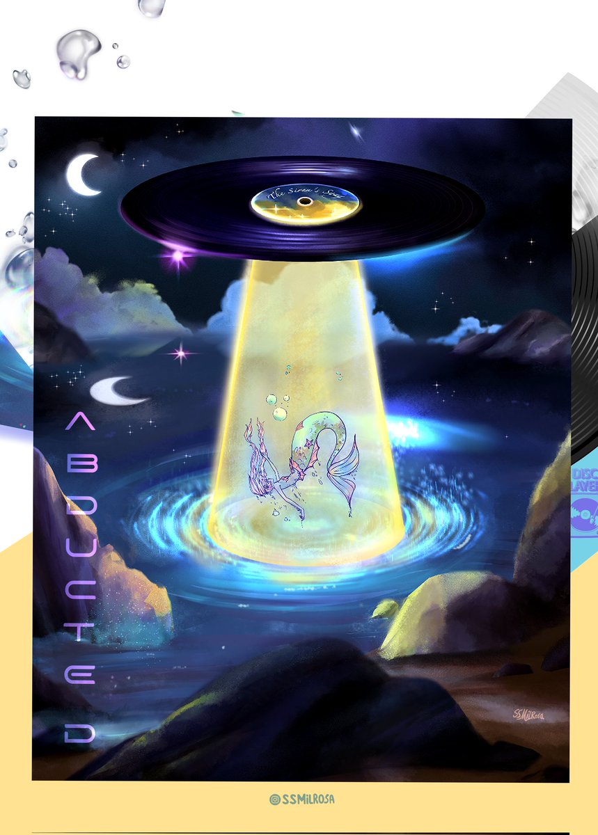The image plays with two kinds of attraction:
the song that hypnotizes 🎶
and the abduction that pulls you away 💫
Here, the flying saucer is also a vinyl record 💿

#albumcoverart #vinylart #conceptart  #fantasyart #visualstorytelling