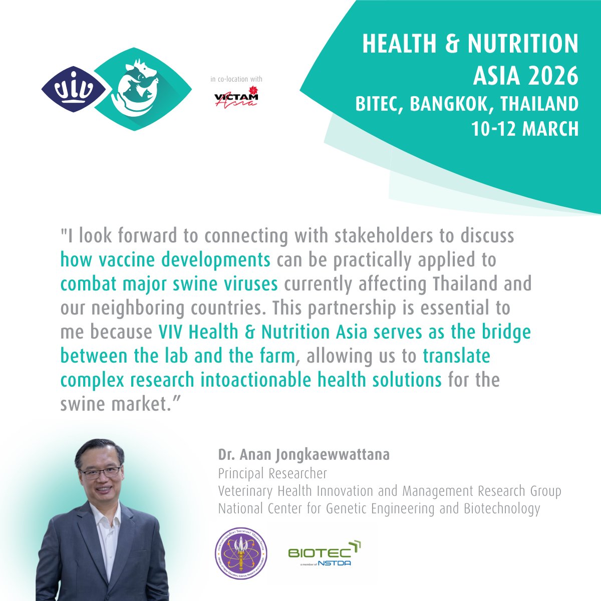 VIVworldwide's tweet photo. At VIV Health &amp; Nutrition Asia 2026, association partnerships connect research, industry expertise &amp; on-farm needs, turning knowledge into practical solutions for healthier animals and more resilient production systems. REGISTER now to attend as a visitor: https://t.co/hIGZhGbEFC https://t.co/g9D69xHclY