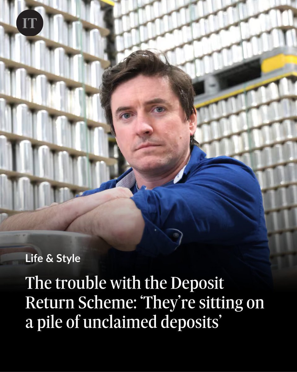 IrishTimes's tweet photo. The trouble with the Deposit Return Scheme: ‘They’re sitting on a pile of unclaimed deposits’

- As Irish households get used to retaining empty receptacles, smaller producers raise concerns about the workload

Read here: https://t.co/Q5lbwHxmON https://t.co/zzuI1rxoOQ