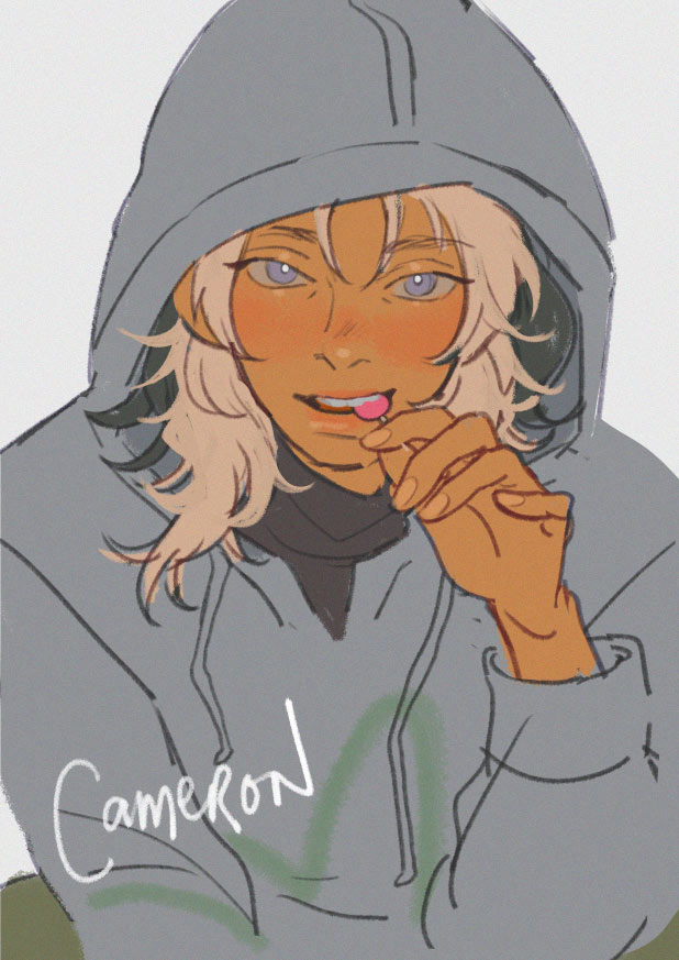 aaa cat's out of the bag! I'm one of the contributing artists for <a href="/BLANKHOUSEgames/">(BLANK) HOUSE</a>  Keyframes ko-fi club 💌💘 Have you played the demo? You should play the demo. Cameron is my fav lol 🐸 #KeyframesVN