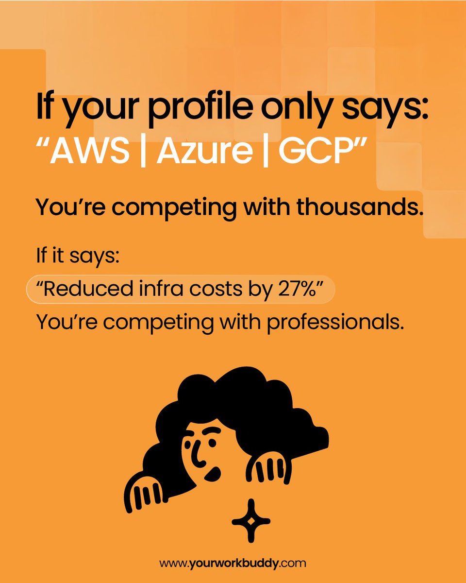yourworkbud's tweet photo. If you’re positioning yourself like a tool user instead of a problem solver, you’ll attract low-budget gigs.

That’s what we’re building at Your Work Buddy.

#CloudEngineer #AWSCommunity #Azure #DevOpsLife #TechFreelancer #RemoteTech #YourWorkBuddy https://t.co/tLiWgouypU