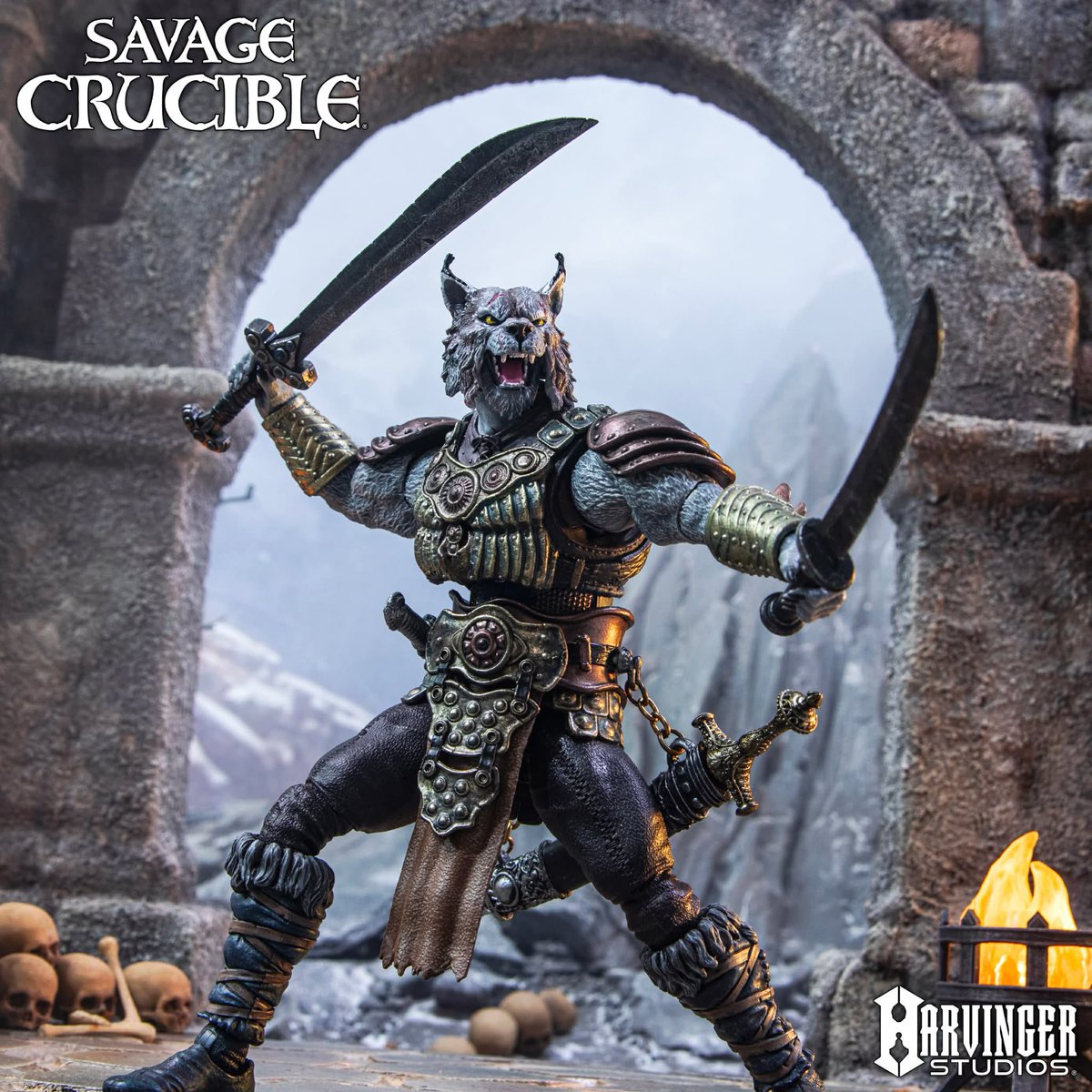 Savage_Crucible's tweet photo. Brynyar Vael- Zolocon Debut figure!
Revealed for the very first time, the dual-form Therian Blademaster! 
Debut release at Zolocon for $40 and present at the first half of our 2026 convention circuit in limited numbers. This figure will be available at https://t.co/joZYojoRzG later in the year.

Bio Excerpt:
“Where most Therians are bound to a single base form, the Dual-Souled—known in the Old Tongue as the Veyr’an—carry two natures intertwined, their spirits never fully choosing between the forms grappling within them. Their unique perspectives and expanded instincts are treasured amongst the clans, with many Veyr’an holding advisory or emissary roles at court.…….Brynyar Vael sought self-exile in the foothills of Garnok Mountain. He spends his days meditating on the duality of war—chaotic destruction and the creation of unity. At his forge, he studies the duality of his Damascus steel: welding contrasting elements to balance a keen edge with strength and durability, all born of fire and ice. He devotes himself to seeking a true harmony of opposing forces, hoping to one day gain mastery over himself.”

Read Brynyar’s FULL bio in our Savage Crucible Facebook group or on his packaging!

Zolocon Info:
**Now the uncertain news: our shipment of these figures got held up in Japan. There is a slight chance they will not make it to Zolocon in time. If that happens, we will have a system in place to guarantee that everyone who attends Zolocon and comes by our booth wanting one, will be the first to get their hands on this figure. In either scenario, limit will be 2 per household.**

Brynyar credits: 
Figure design & sculpt: Kevin Delies, Dave Proctor, Alex Wu, Nick Whitmore, Arlen Pelletier
Character Design: Gordon Lake, Nikki Nikole
Paint: Nikki Nikole, Alex Wu
Immersive Photography: Sean Kenary @visual_approach_photo (IG)
Product photography: Renato Guevara @salvajenato (IG) @WrenchNato (X)
Package design: Gordon Lake 
PM: Dave Proctor

#savagecrucible #harvingerstudios #zolocon #toynews #actionfigures