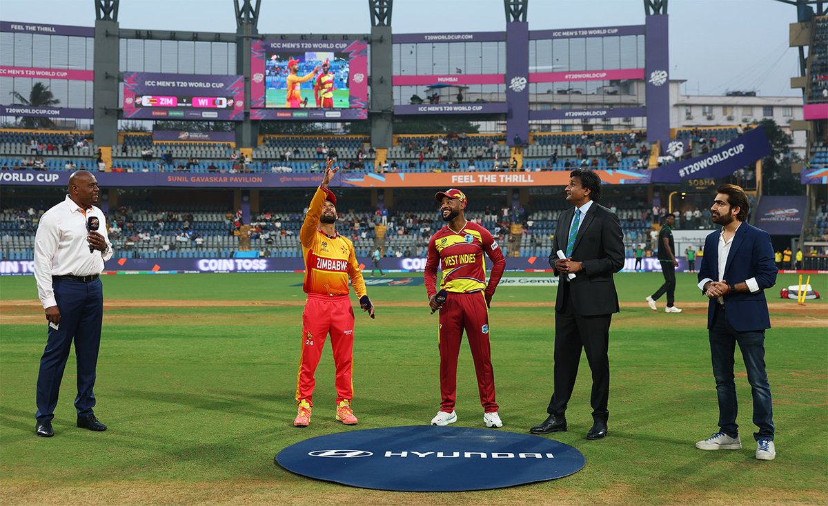 Zimbabwe won the toss and put West Indies in to bat. 🪙

#ZIMvWI #T20WorldCup