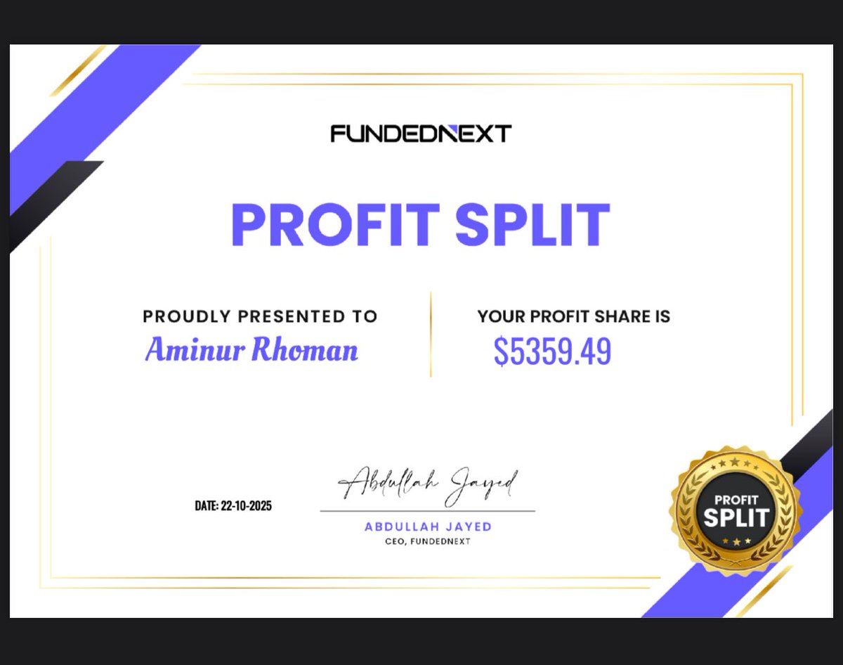fatgeezar's tweet photo. Received this quite a while ago and it has been some time since I have received another one. However I stand proud to have managed this. Looking forward for more in the future. @FundedNext. 🏆

Keep grinding���

#FundedNextPayout https://t.co/ceg79JmRf2