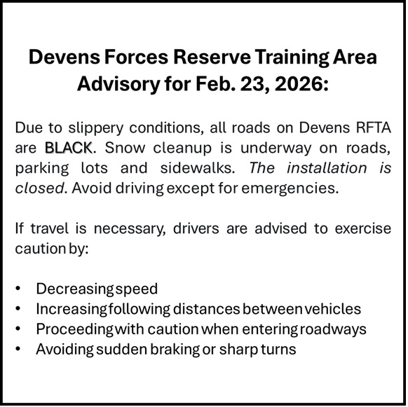 DevensFort's tweet image. Roads are BLACK at Devens RFTA. Travel only if necessary. @USArmyReserve @nationalguard @Marforres @ArmyIMCOM @99thdiv @ASAFortDix @JointBaseMDL @massdev @massstatepolice