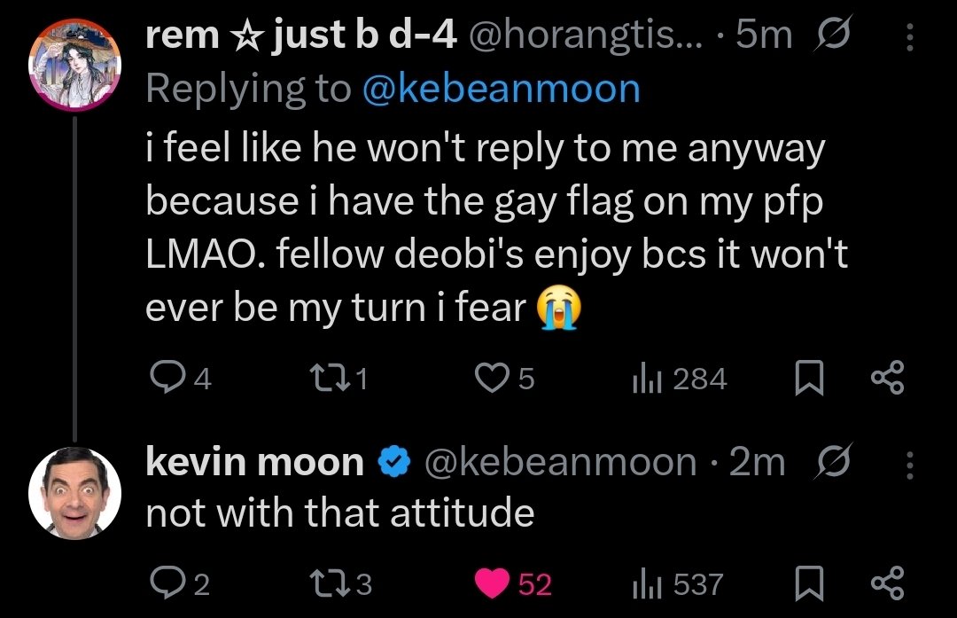 the queers always win when it comes to being a deobi 😽💥

<a href="/kebeanmoon/">kevin moon</a>