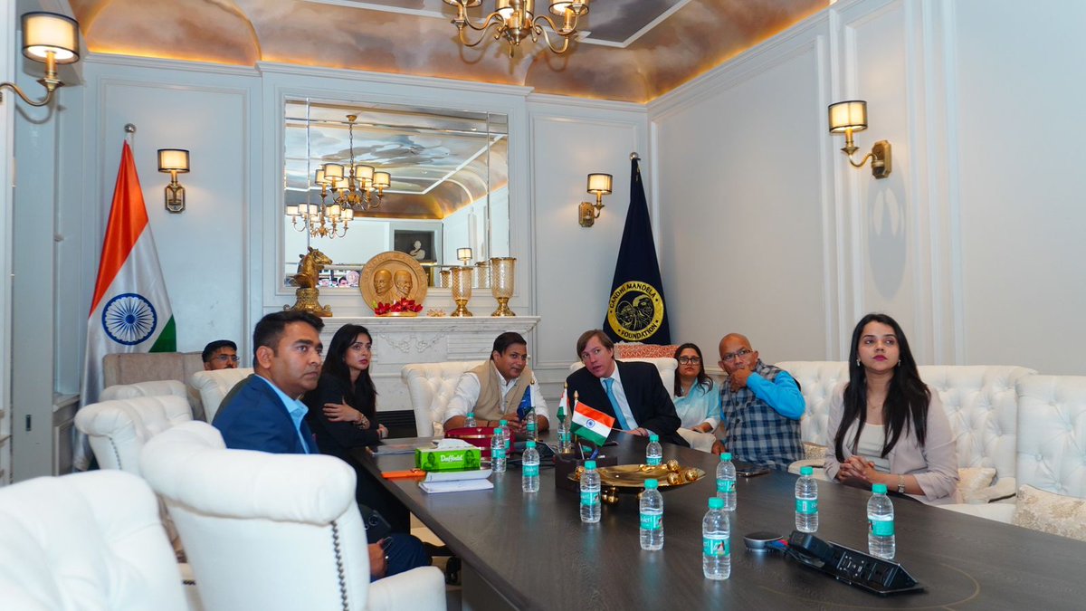 GMFoundationInd's tweet photo. HRH Prince Louis of Luxembourg called on Secretary-General of the Gandhi Mandela Foundation, Shri Nandan Jha, at the Headquarters of the Foundation. Shri Nandan Jha welcomed His Royal Highness and apprised him of the Foundation’s global initiatives and ongoing efforts. https://t.co/8w2xRcVCIf