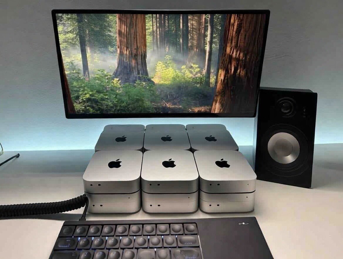 aiengineerpro's tweet photo. Bought six Mac Minis just so @openclaw can think deeper, safer, and weirder.  
No regrets. Cluster go brrr. https://t.co/L2QiQNtbeQ