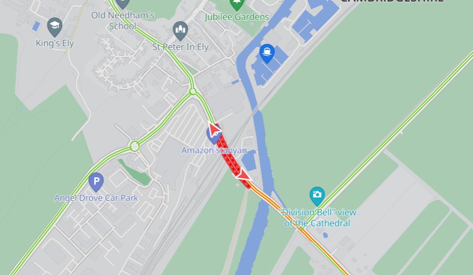 Cambs_Traffic's tweet image. ⚠️Station Road #Ely ROAD BLOCKED due to bridge strike. Expect delays