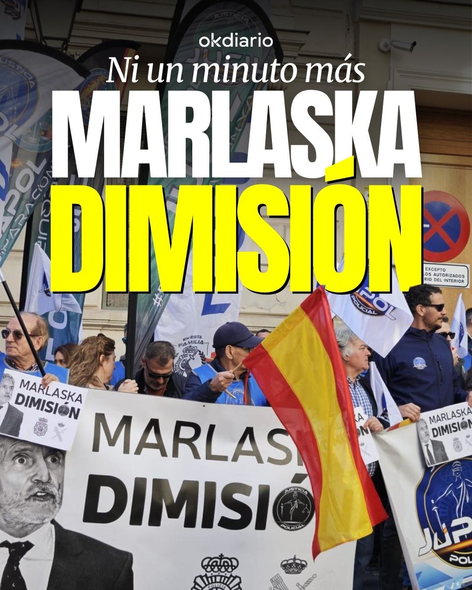 💥 "¡Marlaska, veta ya!".  

Una multitud de policías nacionales y guardias civiles se ha concentrado en una protesta convocada por Jusapol (<a href="/jusapol/">jusapol</a>) y Jupol (@jupolnacional) pidiendo la dimisión de Marlaska.

📲 Lee la noticia aquí: okdiar.io/3OXanXp