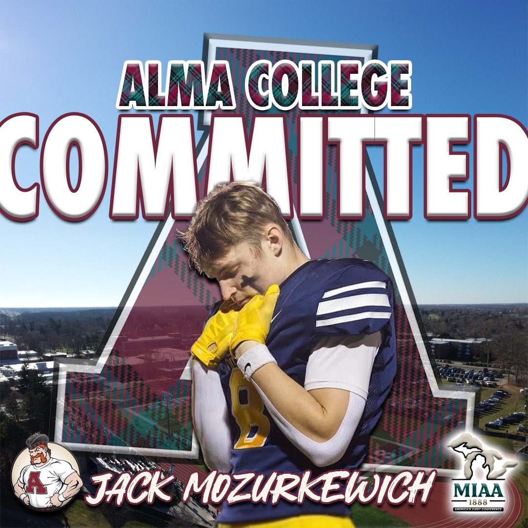 Jmozz80's tweet photo. So thankful and blessed to announce my commitment to Alma College. Thank god and Go Scots!! #Committed @CoachCouchAlma @AlmaScotsFB @brentons3442 https://t.co/BmVLL7t1TO