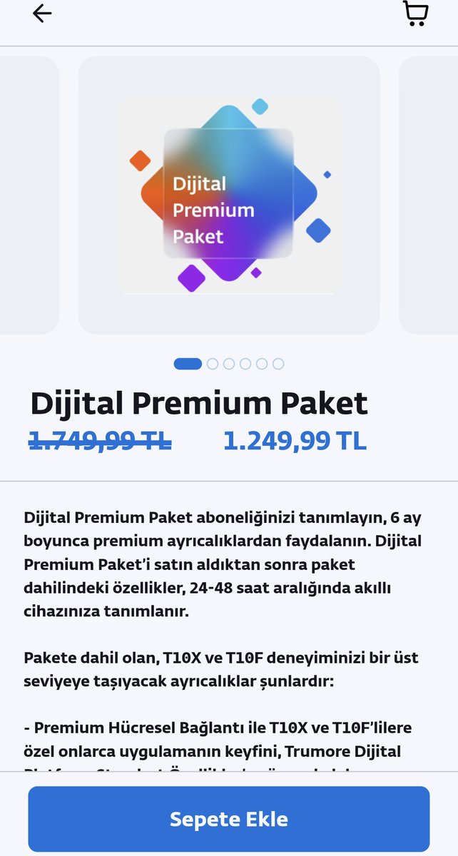 TOGG_Team's tweet image. TOGG Dijital Premium Pakette İndirime Gitti.

Daha önce 1.749,99 TL olarak sunulan paket, kampanya kapsamında 1.249,99 TL’den satışa sunuluyor.

Dijital Premium Paket’i satın alan kullanıcılar, 6 ay boyunca araçlarında premium dijital ayrıcalıklardan faydalanabilecek. Paket satın