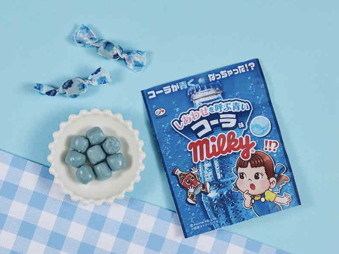 しあわせを呼ぶ青いフェア 不二家 ミルキー しあわせを呼ぶ青いコーラ