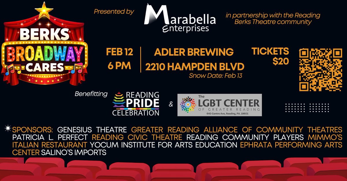 MarabellaLLC's tweet photo. Marabella Enterprises &amp; Berks Broadway Cares are proud to share that with nearly 90 people attending, 8 theatrical sponsors, 4 catering sponsors and a team of 7, $4300+ was raised for Reading Pride Celebration and The LGBT Center of Greater Reading. THANK YOU, Berks County! https://t.co/axqfD15tCf