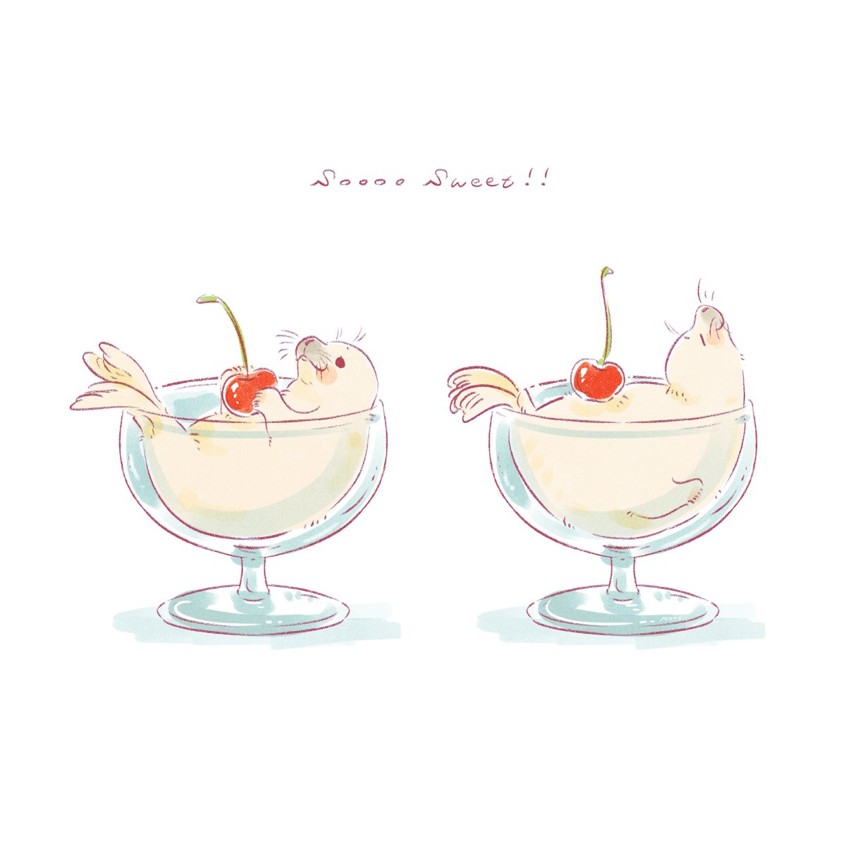 暖かさ極まれりだったのでひんやりしたものでも🍨🦭🦭（再掲）