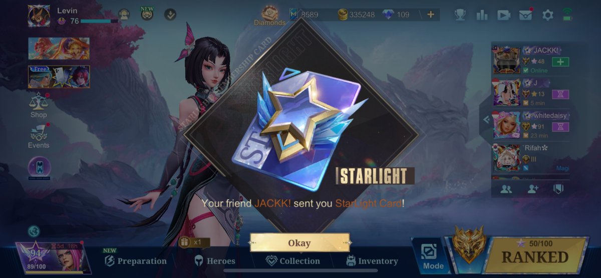 Naartx's tweet photo. @R0SBER6 Punyakuu done, yaa walau telat add friend nya, karena mungkin beliau sibuk, but skrng udaa masuk, terimakasih banyakk bang jack mlbb 👌🏻 https://t.co/A7Exum1tIo