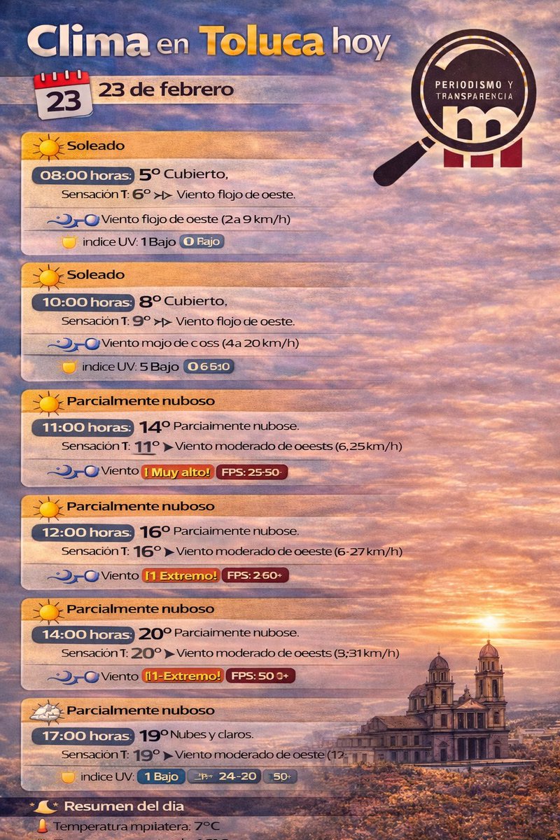 ¡Excelente inicio de semana! Para este lines se esperan máximas de 20 grados