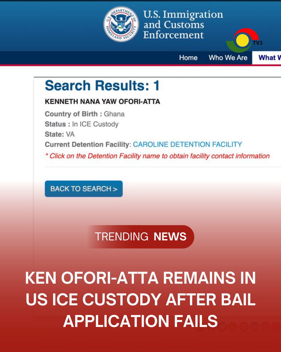 Ken Ofori-Atta remains in ICE detention.