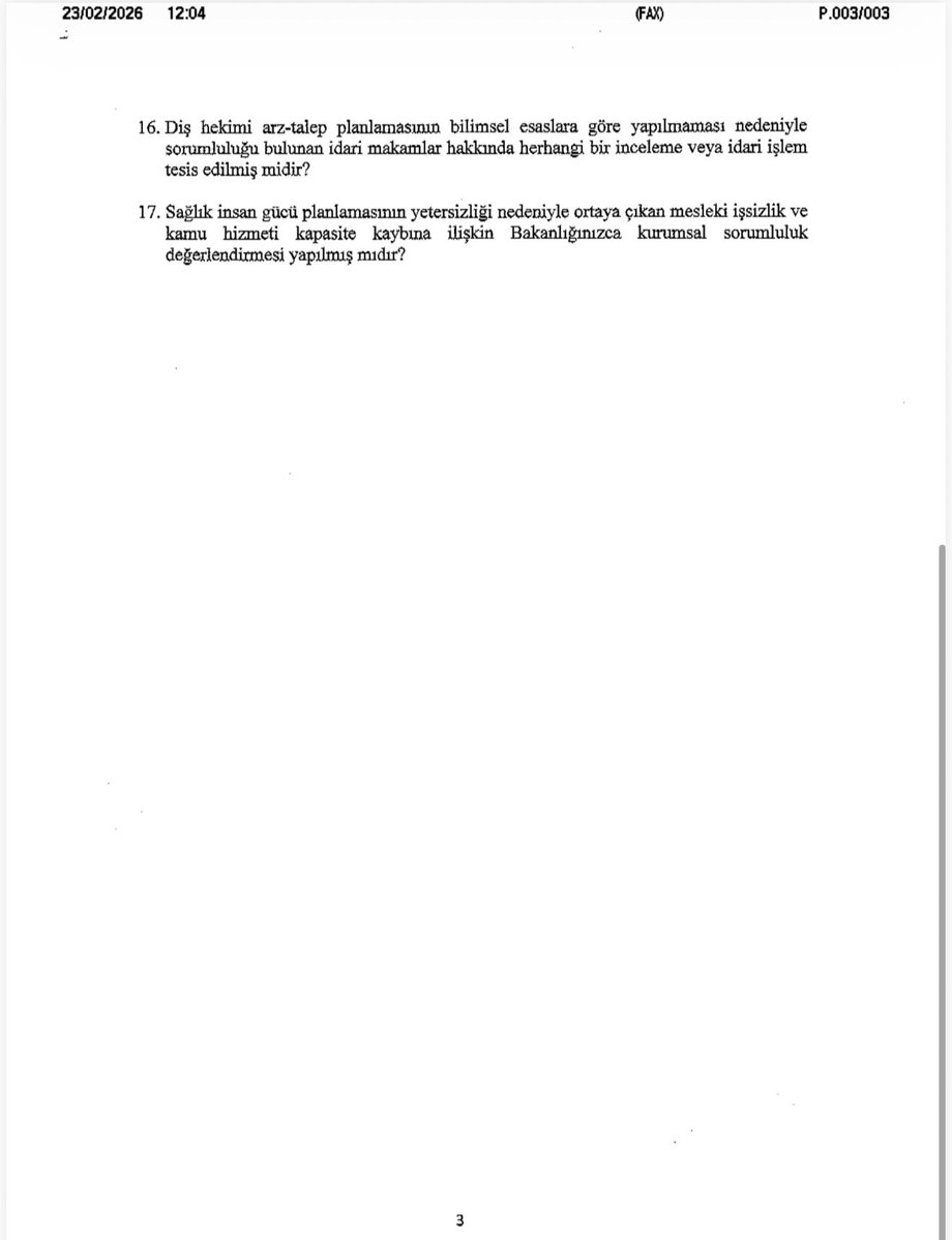 Diş hekimliği mezunları işsiz, hastalar randevu bulamıyor.
Plansız fakülte açılışları, iptal edilen atamalar ve yetersiz kadrolar sağlık sistemini çökertiyor.
Bilimsel planlama şart, gençlerimizin emeği heba edilemez.